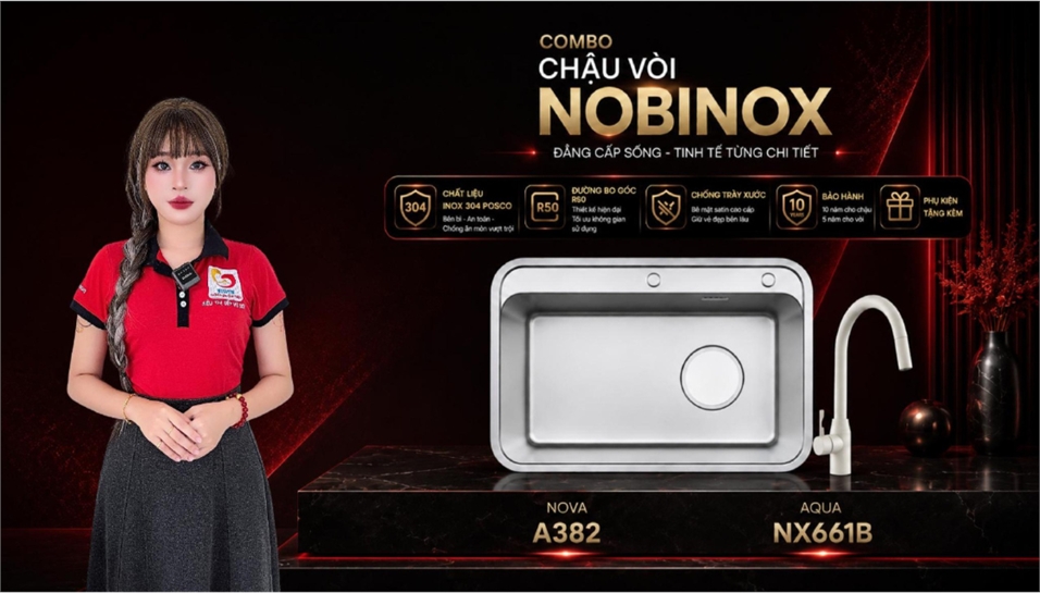 Review Bộ Chậu Vòi Nobinox NOVA A382 & AQUA NX661B: Có Đáng Mua Cho Căn Bếp Hiện Đại?