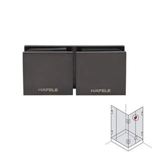 Kẹp kính phòng tắm 180º đen PVD Hafele - 981.77.913
