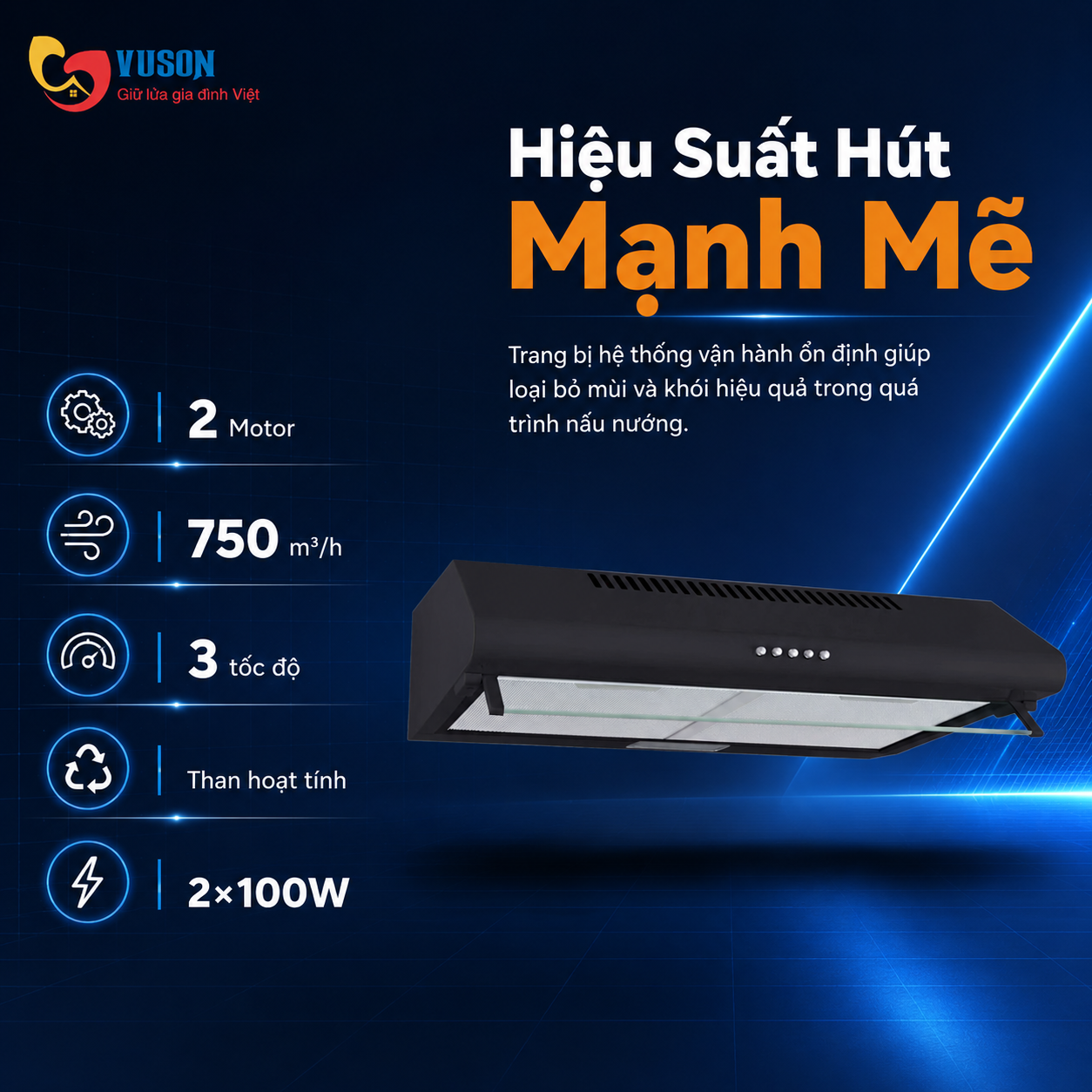 Máy hút mùi Binova BI-230-B-07