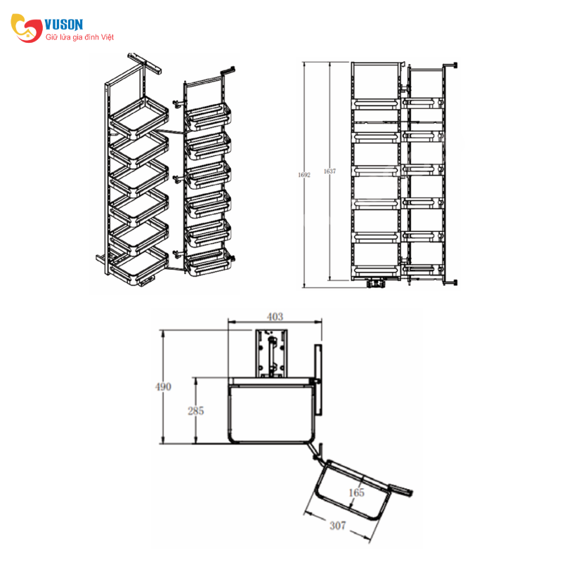 Tủ kho inox hộp 6 tầng cánh mở Eurogold M040660 (EKM10660)