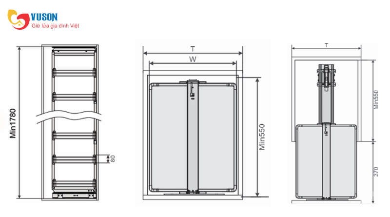 Tủ kho inox nan dẹt cánh rút xoay hai hướng Eurogold EGX0640 (EKX10640)