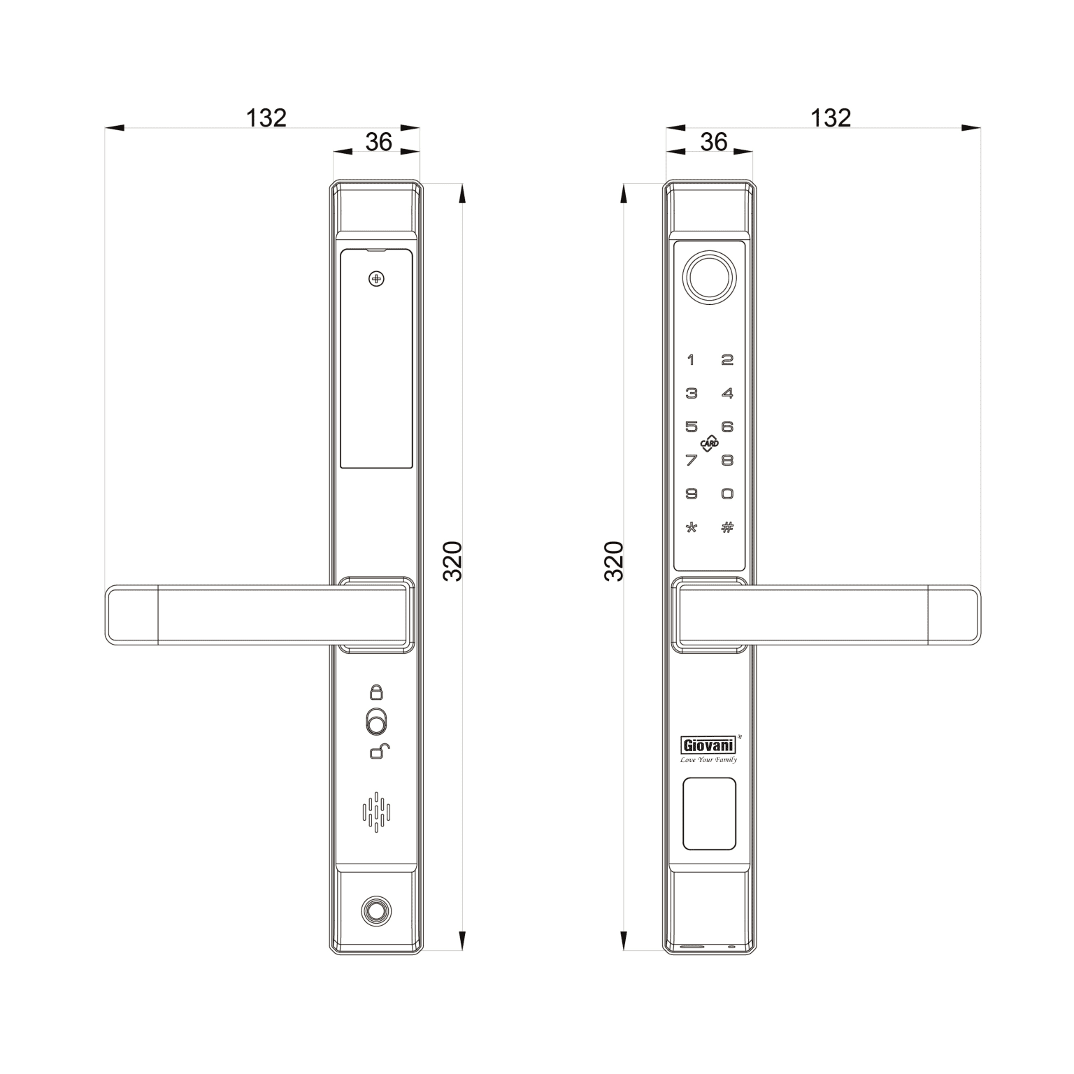 Khóa cửa nhôm kính Giovani GSL - 208GY (APP)