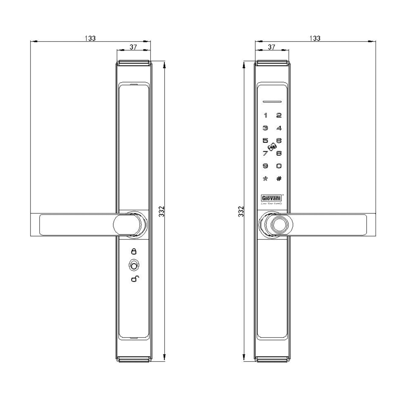 Khóa cửa nhôm kính Giovani GSL - 8801B