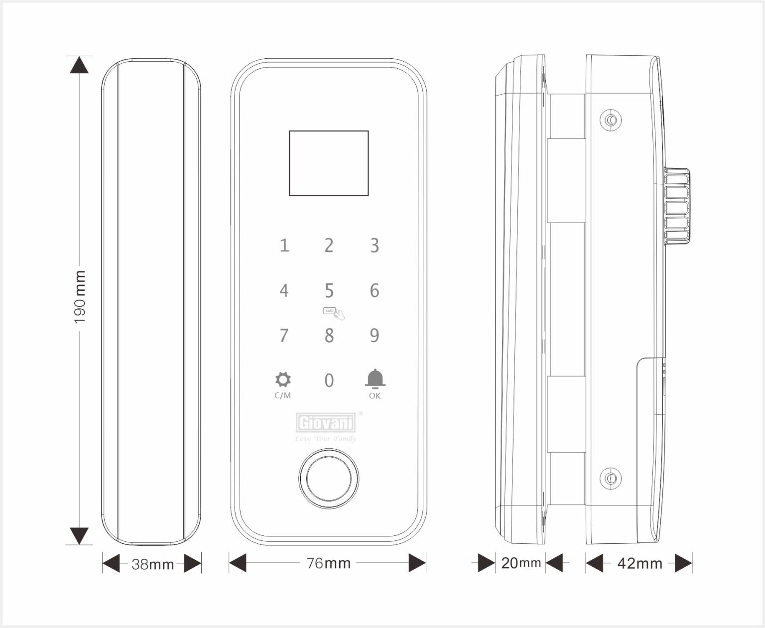 Khóa cửa kính Giovani GSL-G1B (APP)
