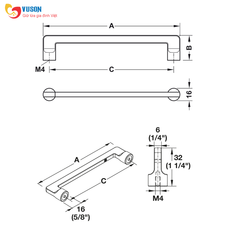 Tay nắm tủ chữ D màu Crom bóng Hafele Déco H1565 - 106.61.224
