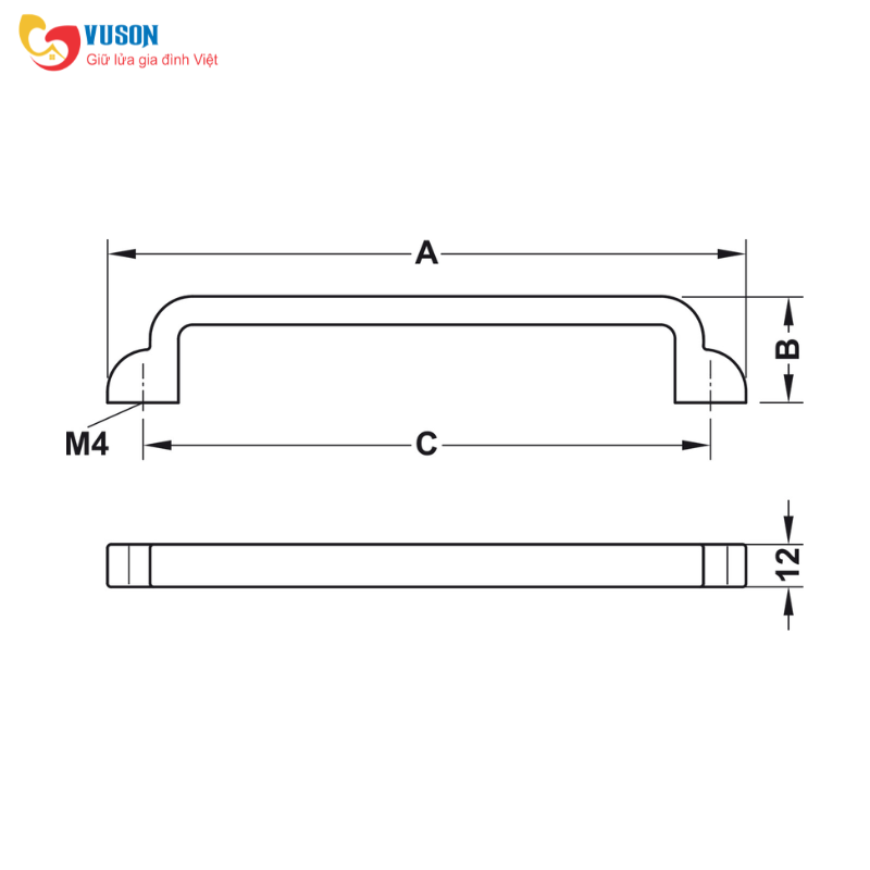 Tay nắm tủ chữ D màu đồng Hafele Déco H1565 - 106.61.143