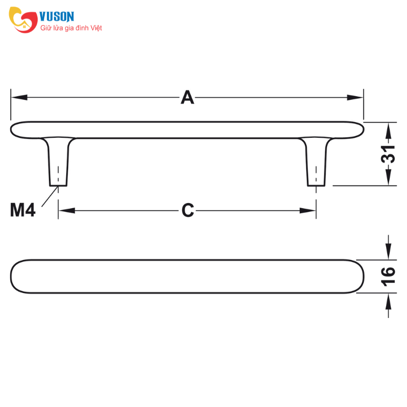 Tay nắm tủ có đế màu trắng xám Hafele Déco H2135 - 106.70.103