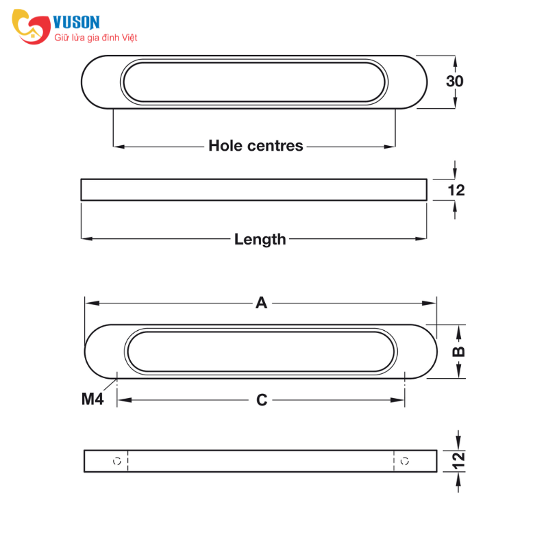 Tay nắm tủ Niken mờ Hafele Déco H1315 - 110.34.616