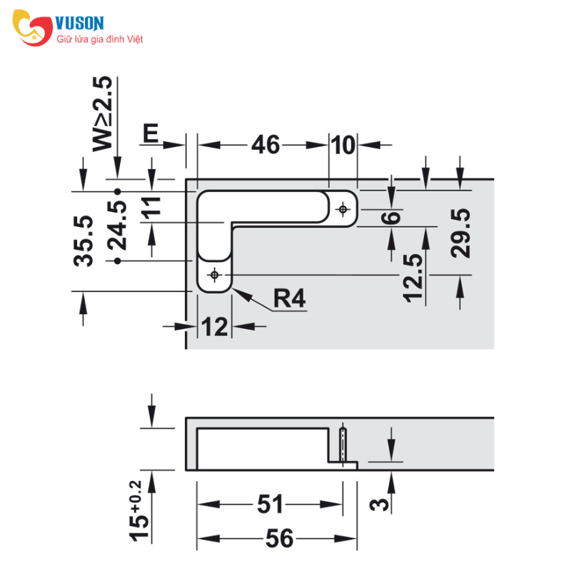 Bản lề âm 3D 103° màu đen Hafele - 342.79.300