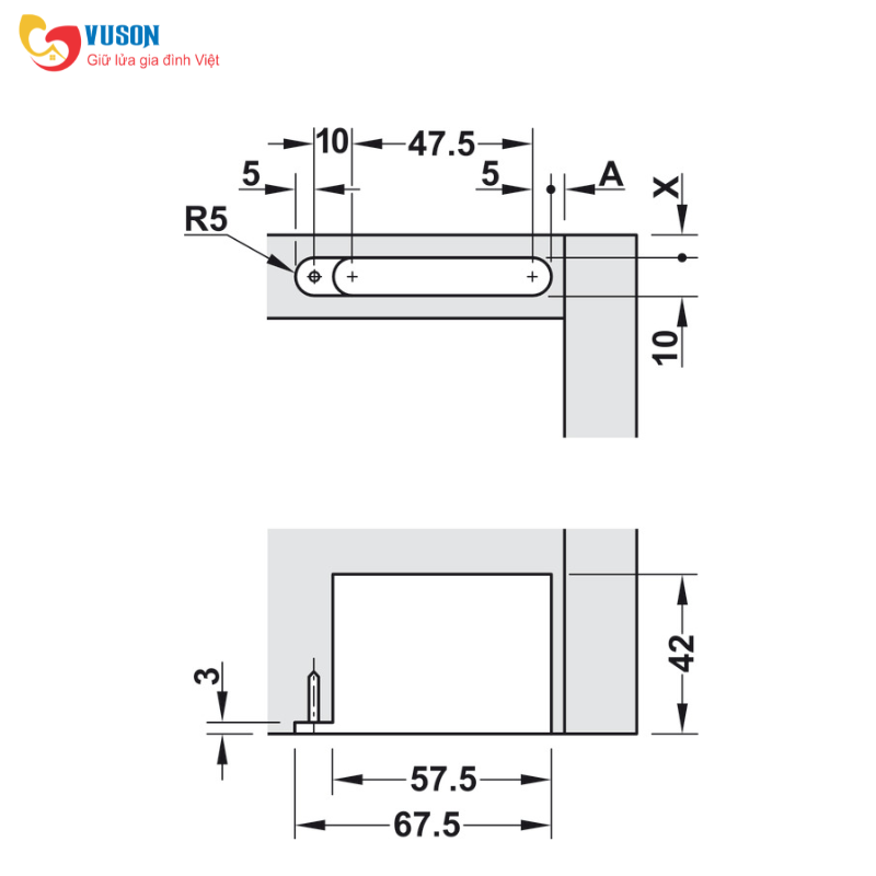 Bản lề âm 3D 103° màu đen Hafele - 342.79.300