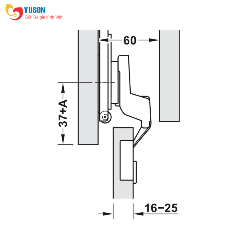 Bản lề lọt lòng giảm chấn Hafele - 408.00.400