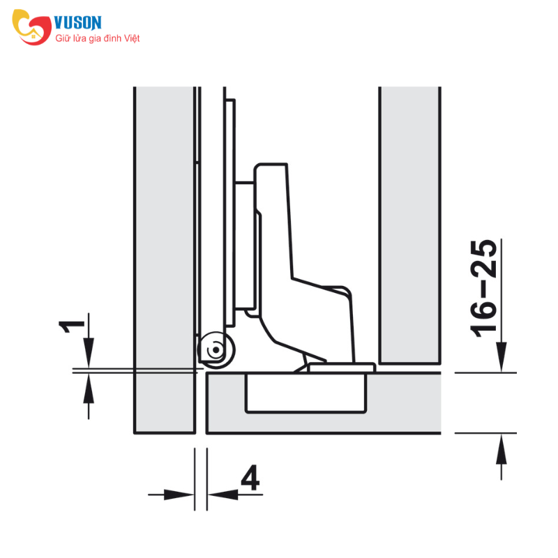 Bản lề lọt lòng giảm chấn Hafele - 408.00.400