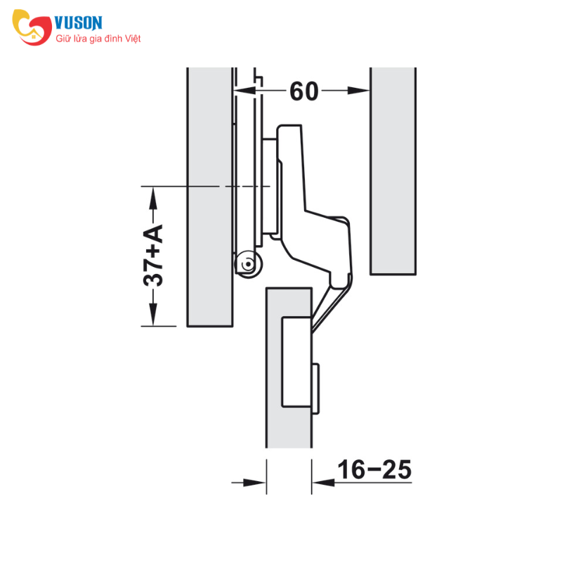 Bản lề lọt lòng không giảm chấn Hafele - 408.00.401