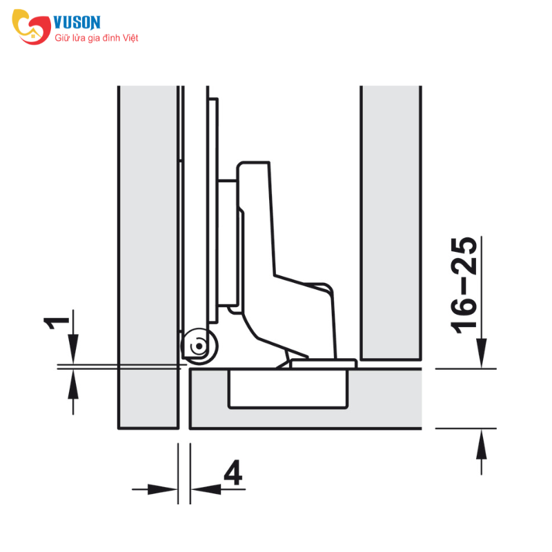 Bản lề lọt lòng không giảm chấn Hafele - 408.00.401