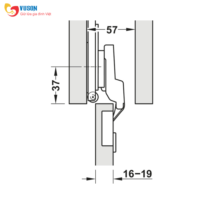 Bản lề trùm ngoài giảm chấn màu đen Hafele - 408.00.406