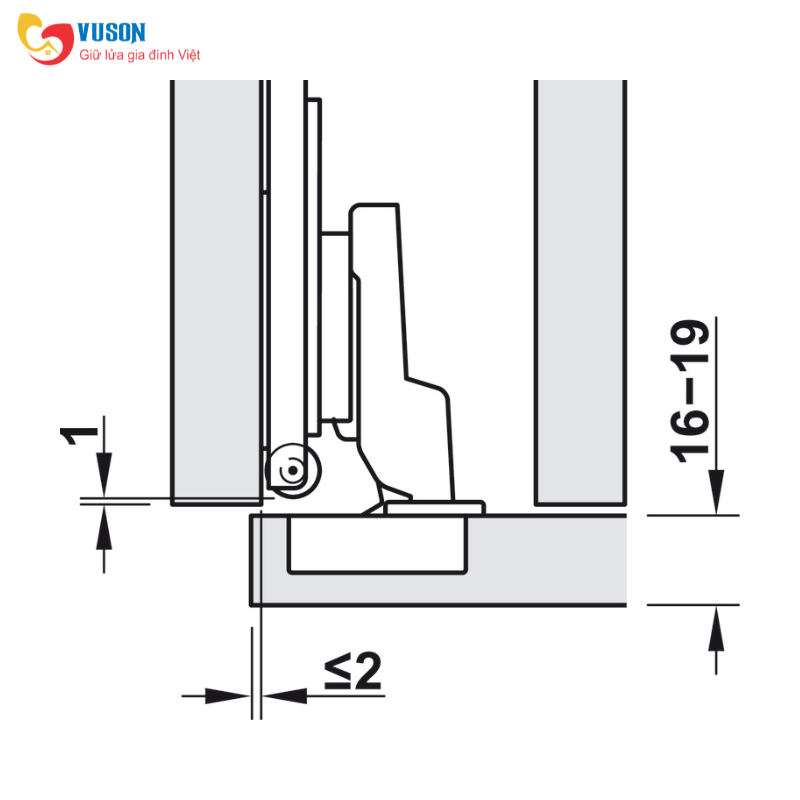 Bản lề trùm ngoài giảm chấn màu đen Hafele - 408.00.406