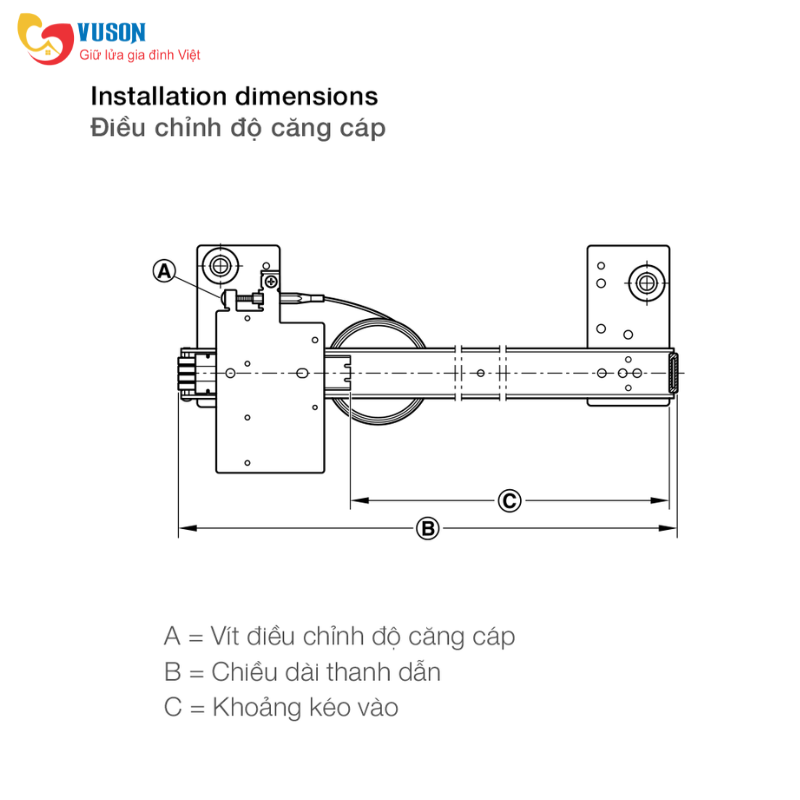 Phụ kiện cửa trượt xoay ray Slido F-PARK71 16A 664mm Hafele - 408.25.365