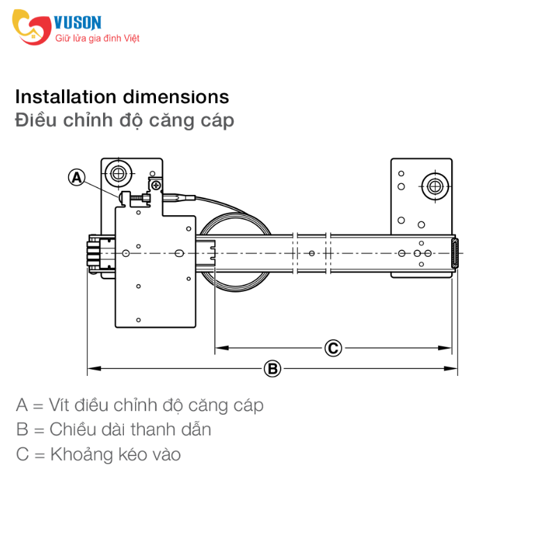 Phụ kiện cửa trượt Slido F-PARK71 16B 408mm Hafele - 408.25.008