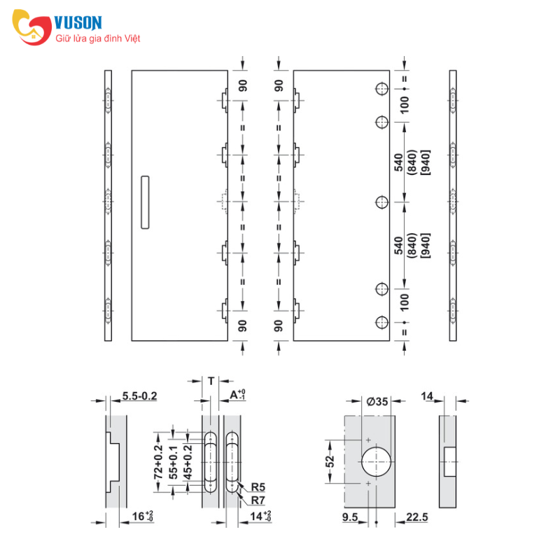 Bộ cửa trượt xoay bằng gỗ Slido F-Park72 60B Hafele - 408.45.012