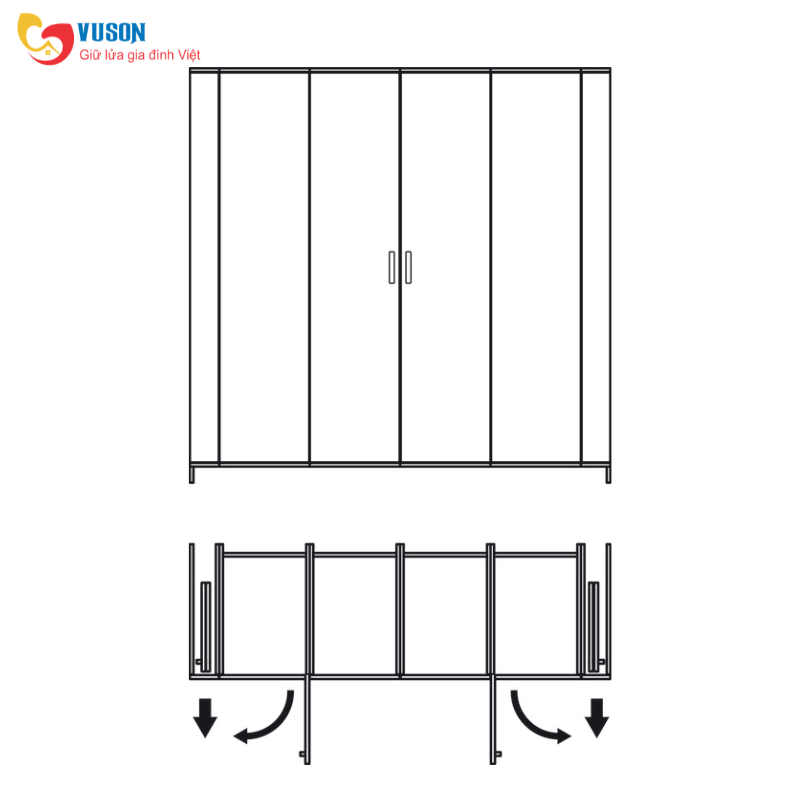Bộ cửa trượt xoay bằng gỗ Slido F-Park72 60B Hafele - 408.45.012