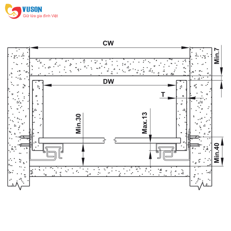 Ray trượt âm Matrix UM 50kg 450mm giảm chấn Hafele - 433.32.134