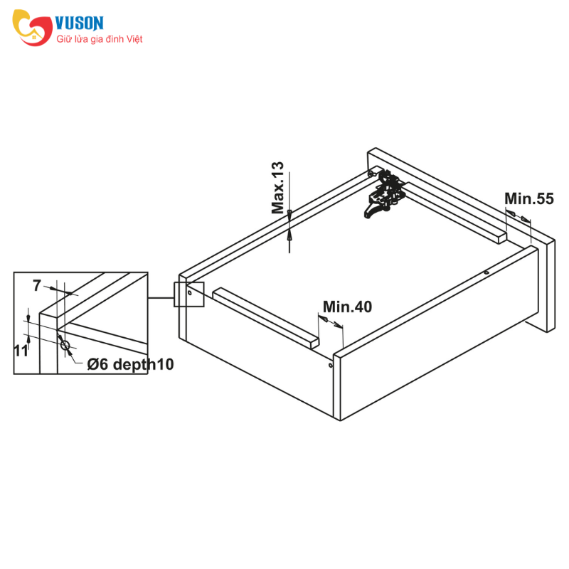 Ray trượt âm EPC Evo 50kg 500mm giảm chấn nhấn mở Hafele - 433.32.155
