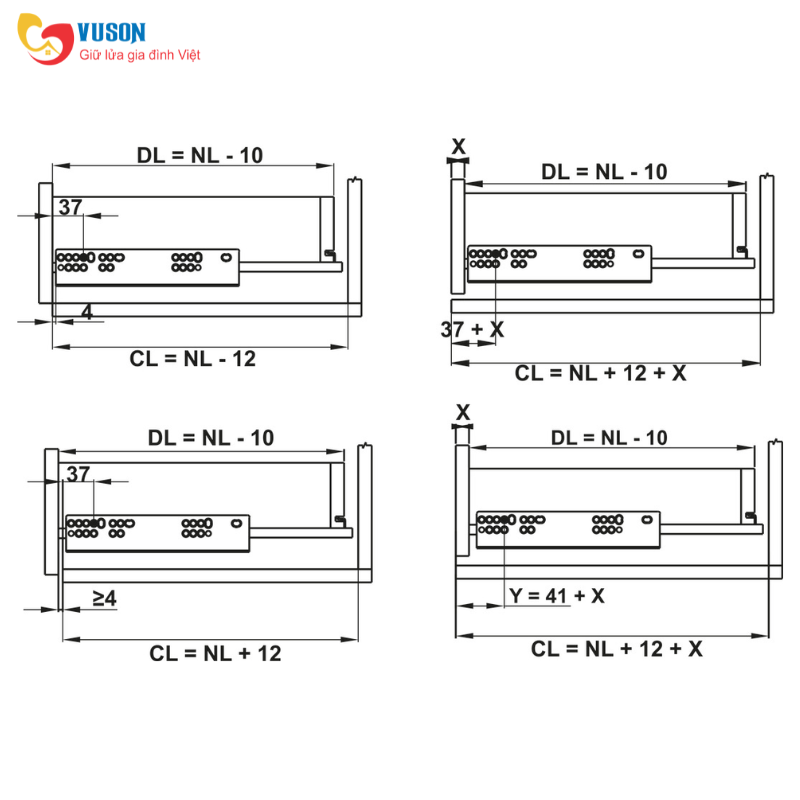 Ray trượt âm EPC Evo 50kg 500mm giảm chấn nhấn mở Hafele - 433.32.155