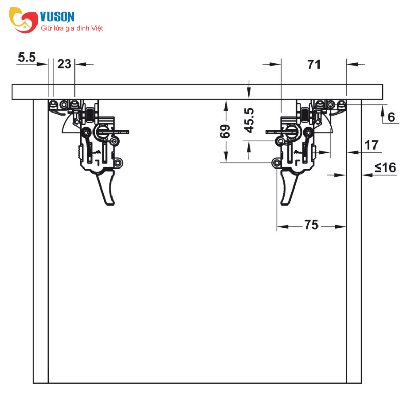 Ray trượt âm EPC Evo 30kg 450mm nhấn mở Hafele - 433.32.174