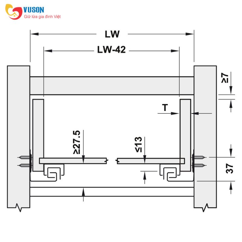 Ray trượt âm EPC Evo 30kg 450mm nhấn mở Hafele - 433.32.174