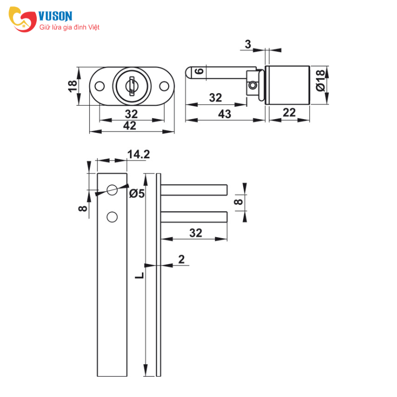 Bộ khoá tủ cho nhiều ngăn kéo DIY Hafele - 482.01.113