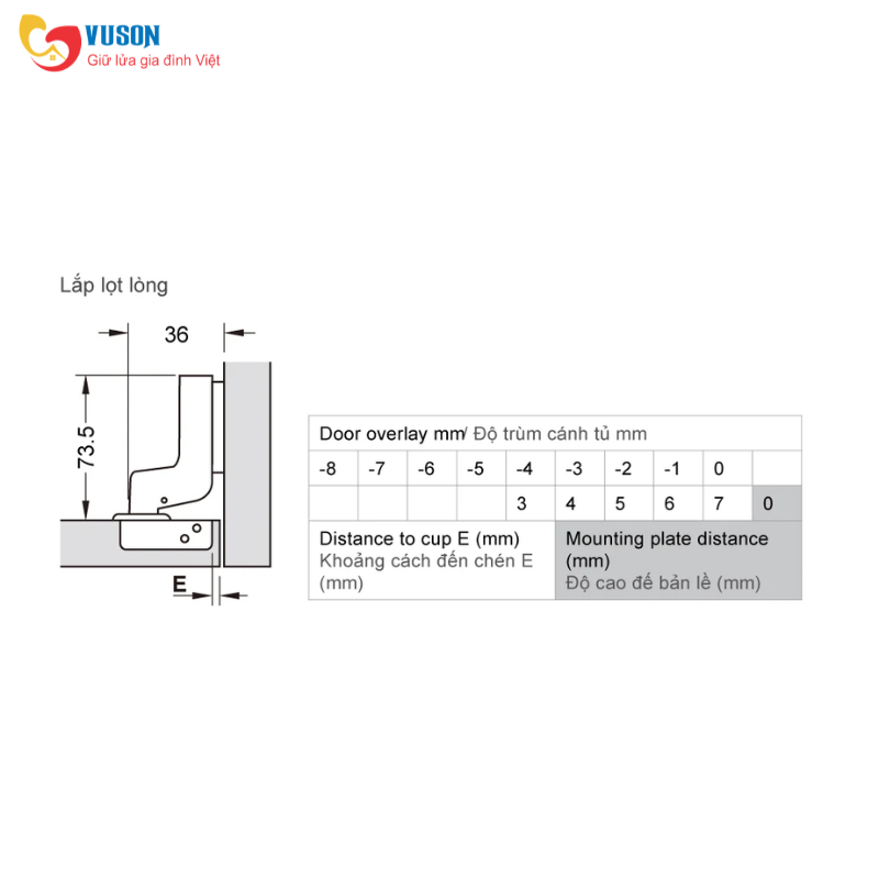 Bản lề trượt lọt lòng giảm chấn Metalla A DIY 110º Hafele - 493.03.025