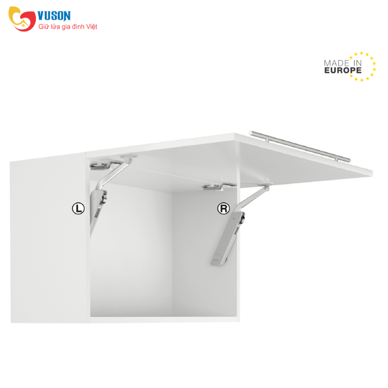 Tay nâng đơn Free Flap H1.5 D màu xám bên phải Hafele - 493.05.346