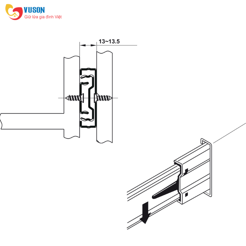 Ray bi có giảm chấn màu đen 450mm Hafele - 494.02.074