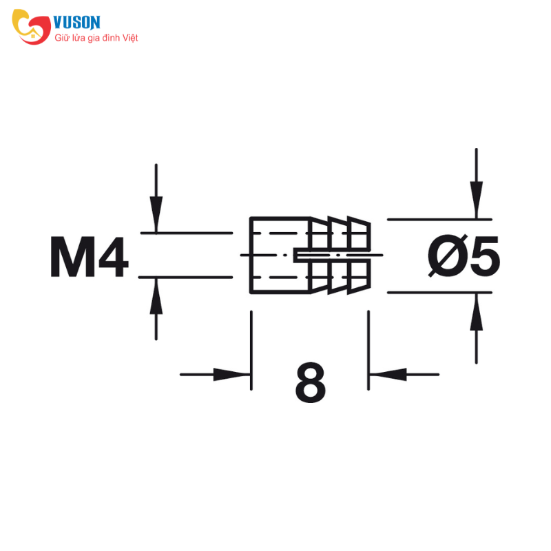 Tắc kê có ren trong M4 Hafele - 051.45.004