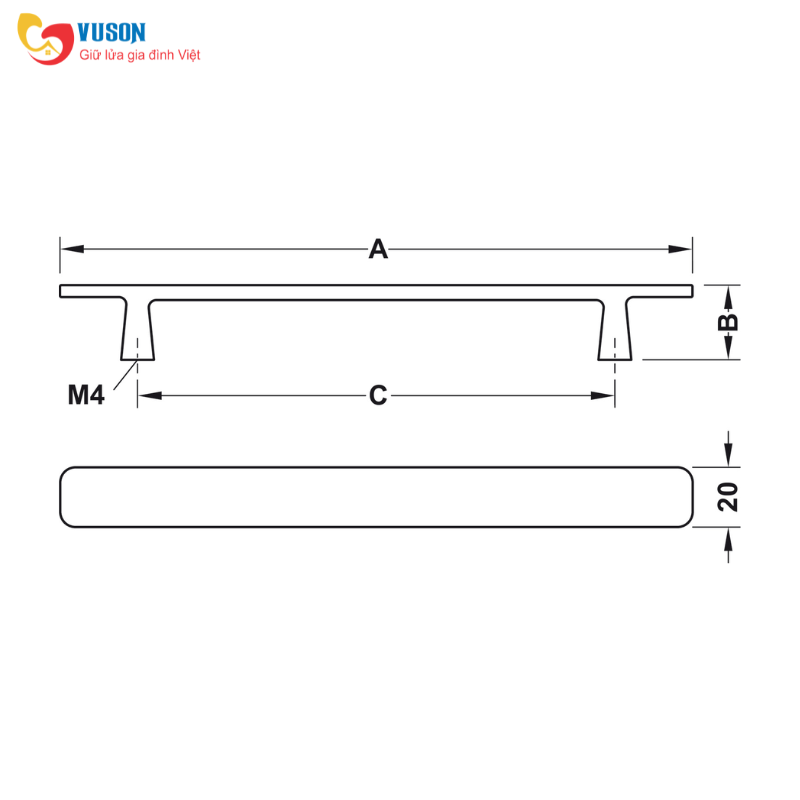 Tay nắm tủ H2115 Hafele Deco - 106.69.011