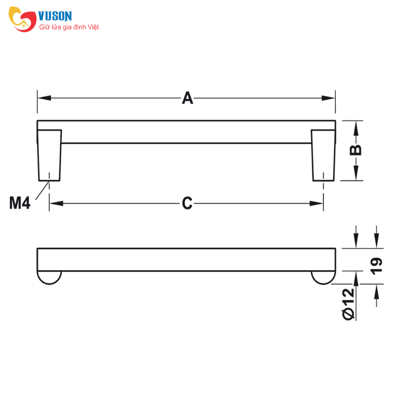 Tay nắm tủ H2120 Hafele Deco - 106.69.022