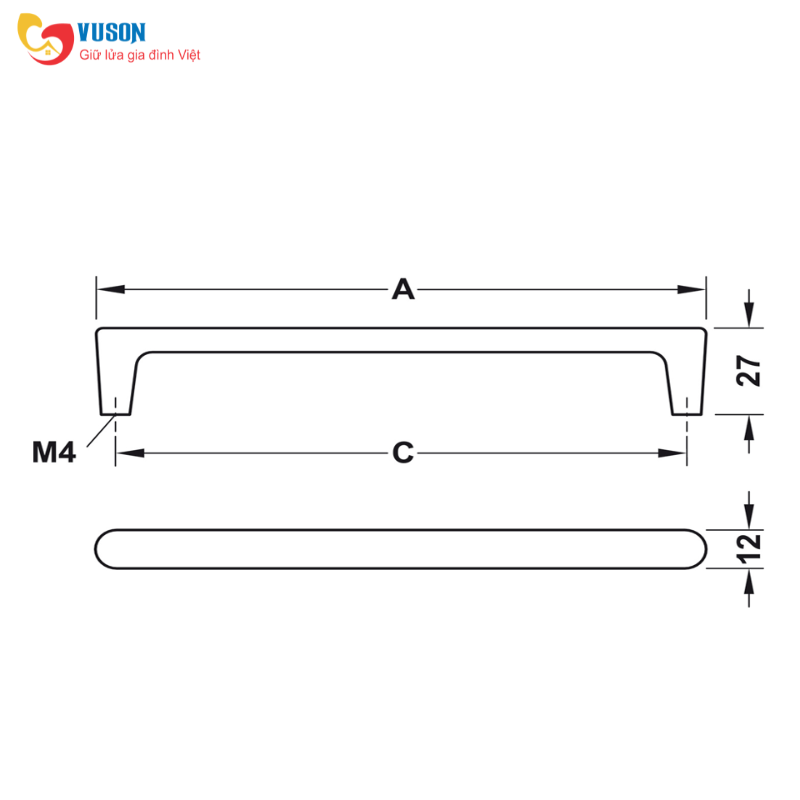 Tay nắm tủ H2125 Hafele Deco - 106.69.030