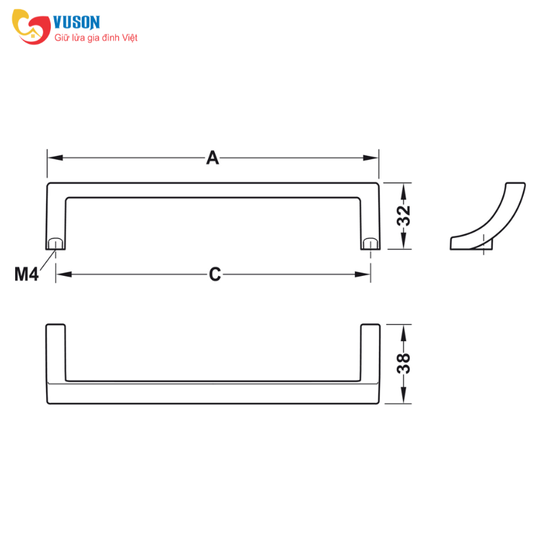 Tay nắm tủ H2190 Hafele Deco - 106.69.101