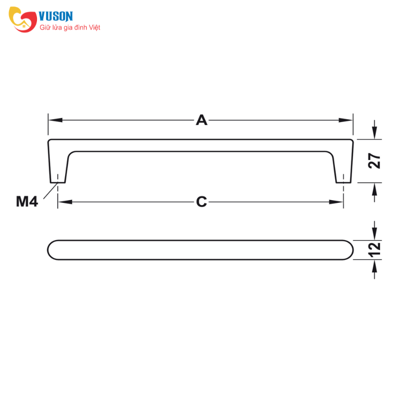 Tay nắm tủ H2125 Hafele Deco - 106.69.121