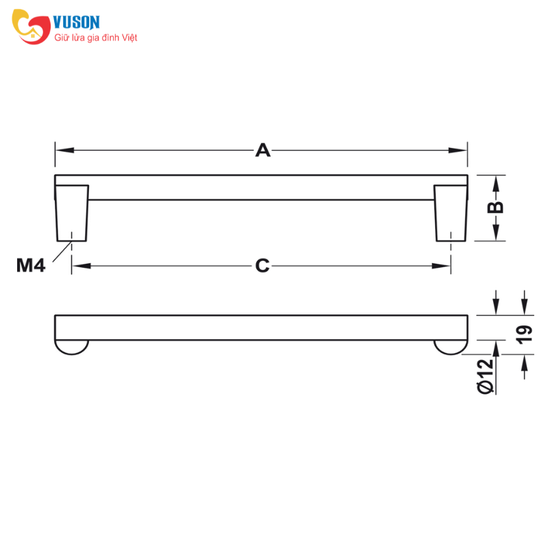 Tay nắm tủ H2120 Hafele Deco - 106.69.163