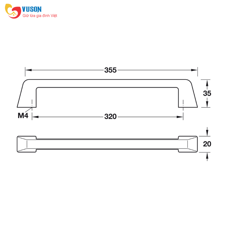 Tay nắm tủ H1375 Hafele Deco - 106.69.668