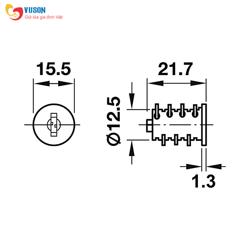 Ruột khoá Symo 3000 chìa riêng Hafele - 210.40.600