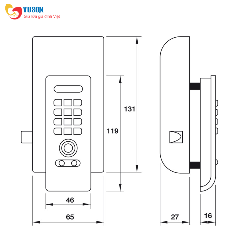Khóa tủ điện tử Hafele EL3300-TK - 225.12.650