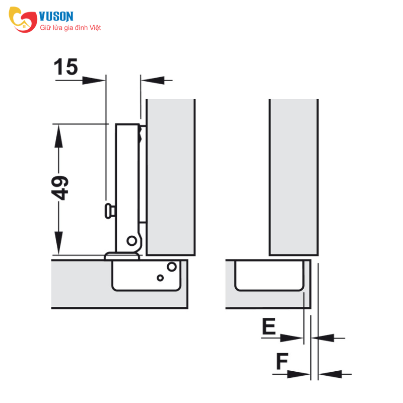 Bản lề Metalla Mini trùm ngoài Hafele - 311.01.070
