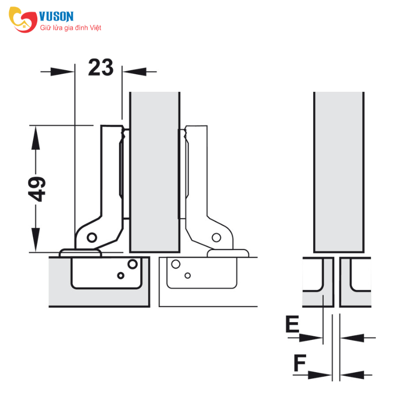 Bản lề Metalla Mini trùm nửa Hafele - 311.01.071