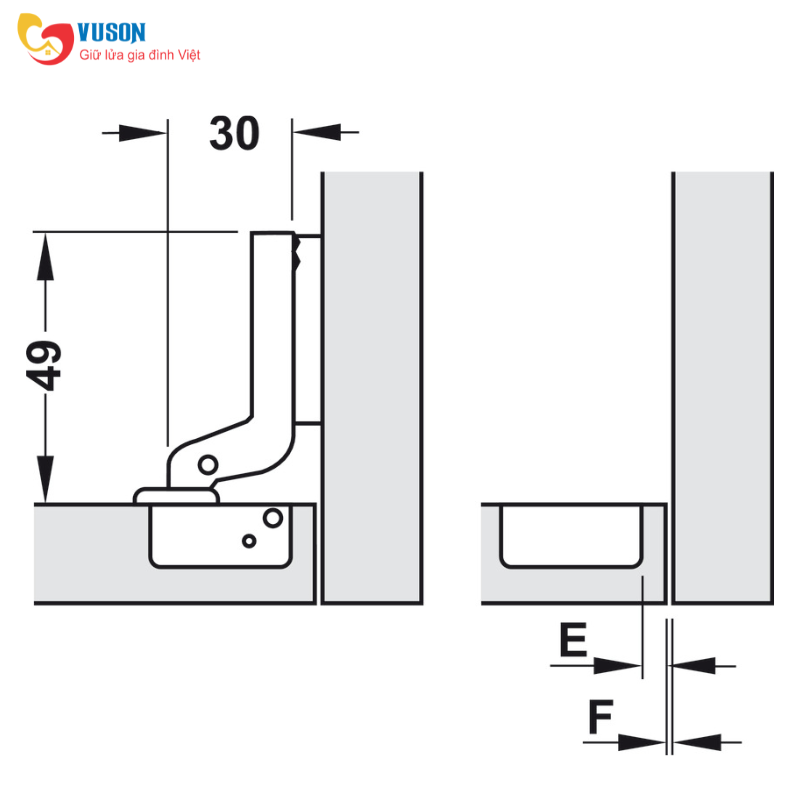 Bản lề Metalla Mini lọt lòng Hafele - 311.01.072