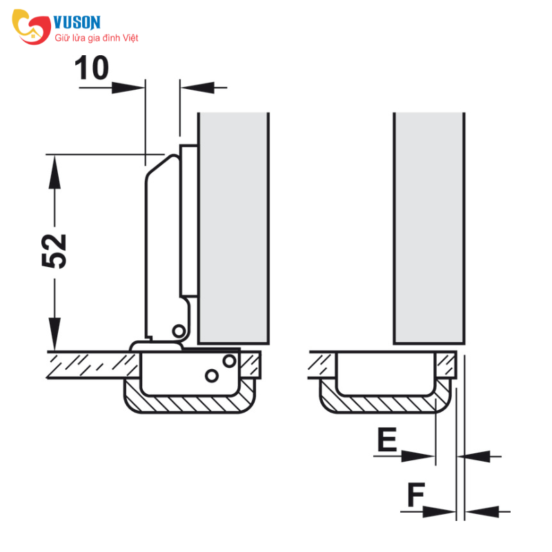 Bản lề kính Metalla Mini trùm ngoài Hafele - 311.01.073