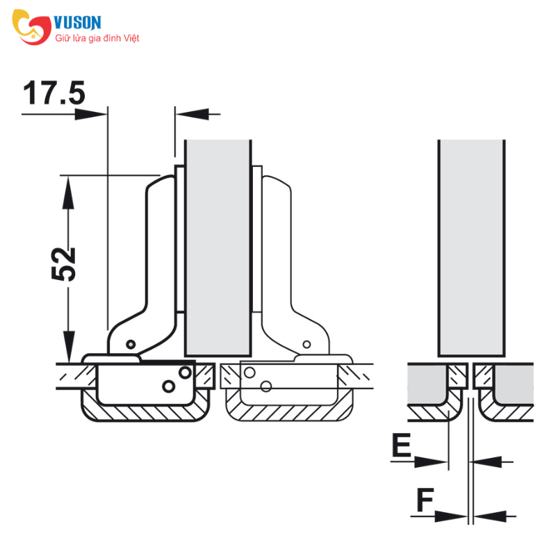 Bản lề kính Metalla Mini trùm nửa Hafele - 311.01.074