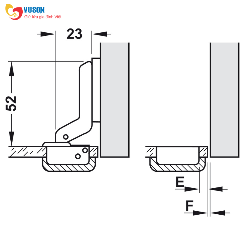 Bản lề kính Metalla Mini lọt lòng Hafele - 311.01.075
