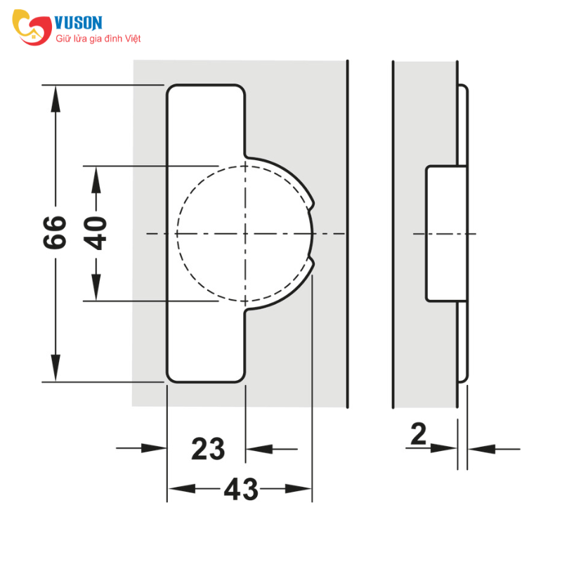 Bản lề trùm ngoài Metalla 310 A/SM 95° cửa gỗ Hafele - 311.81.504